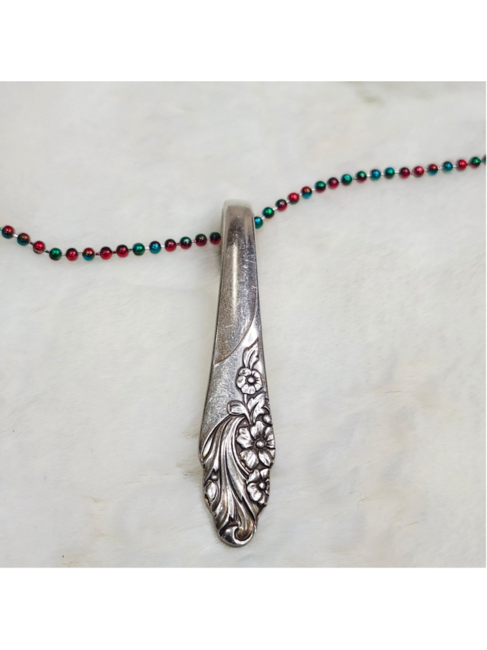 Floral Spoon Pendant Necklace Handmade Fashion Jewelry Bead Chain